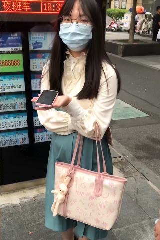 TK337-可爱眼镜妹子超薄肉丝开闪