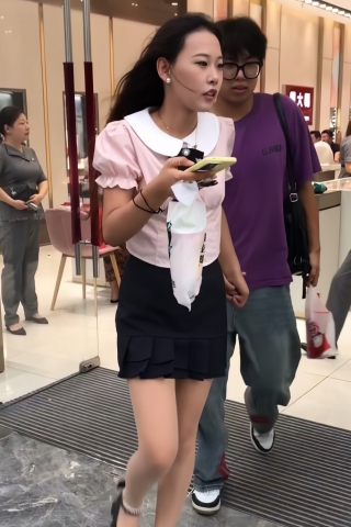 TK324-短裙肉丝妹子白内开闪