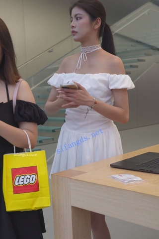 (BC-AA-509)手机店CD白色抹胸裙美女..窄内紧裹肉臀前后CD