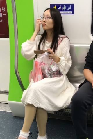TK288-长裙眼镜妹子肉丝开闪